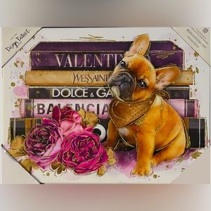 💗{Design District} 🐾 FRENCHIE Pink Purple Floral Wall Art!